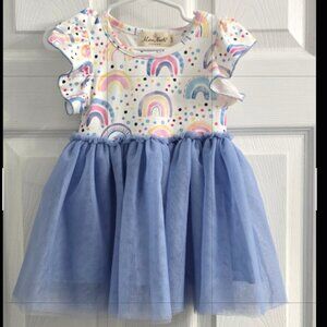 Marie Nicole 3XS(6-12 months) Cornflower Blue Rainbows Tulle Dress